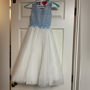 Elegant Blue and White Kids Formal Dress